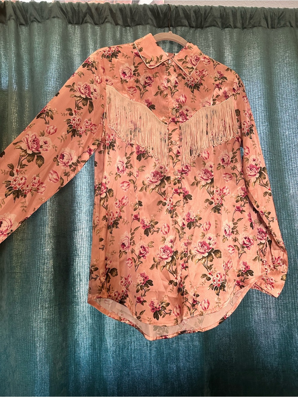 Scully Pink Floral Fringe Button-Down Shirt